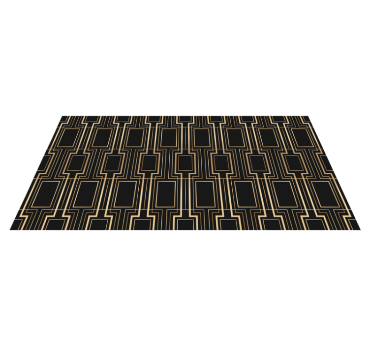 Alfombra vinílica dormitorio patrón deco dorado y negro - TenVinilo