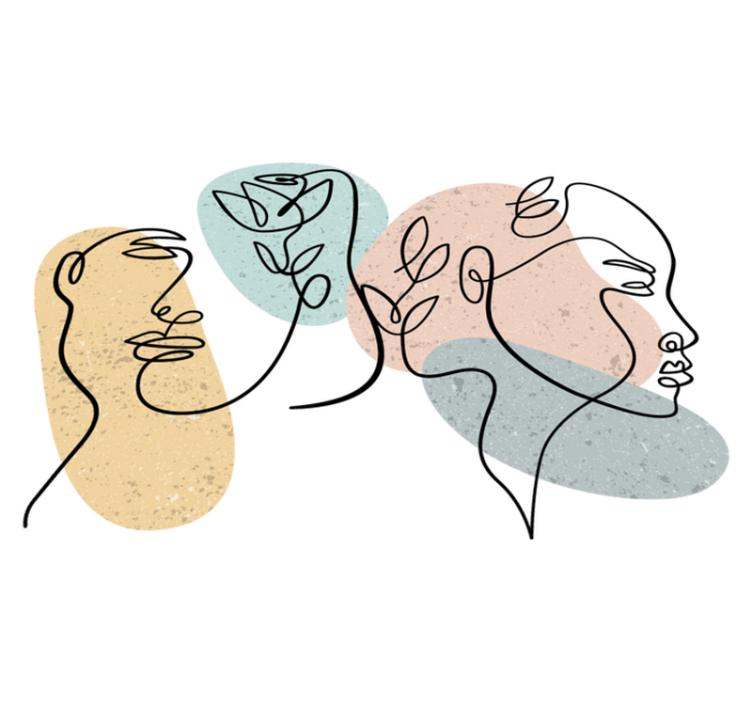 Alfombra vinílica dormitorio rostros de mujeres en línea - TenVinilo