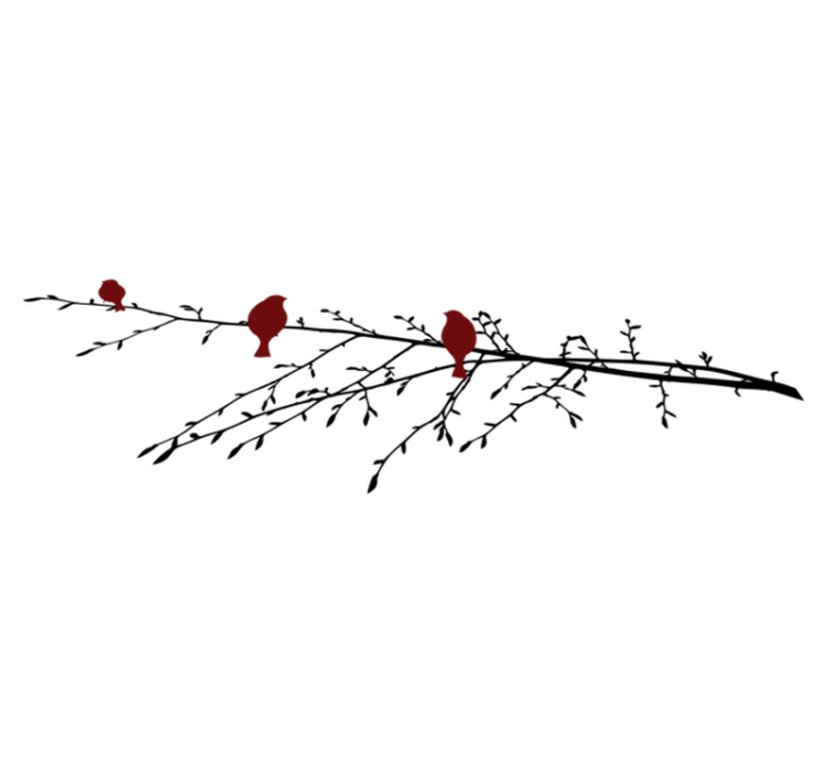 Alfombra vinílica dormitorio pájaros rojos en rama - TenVinilo