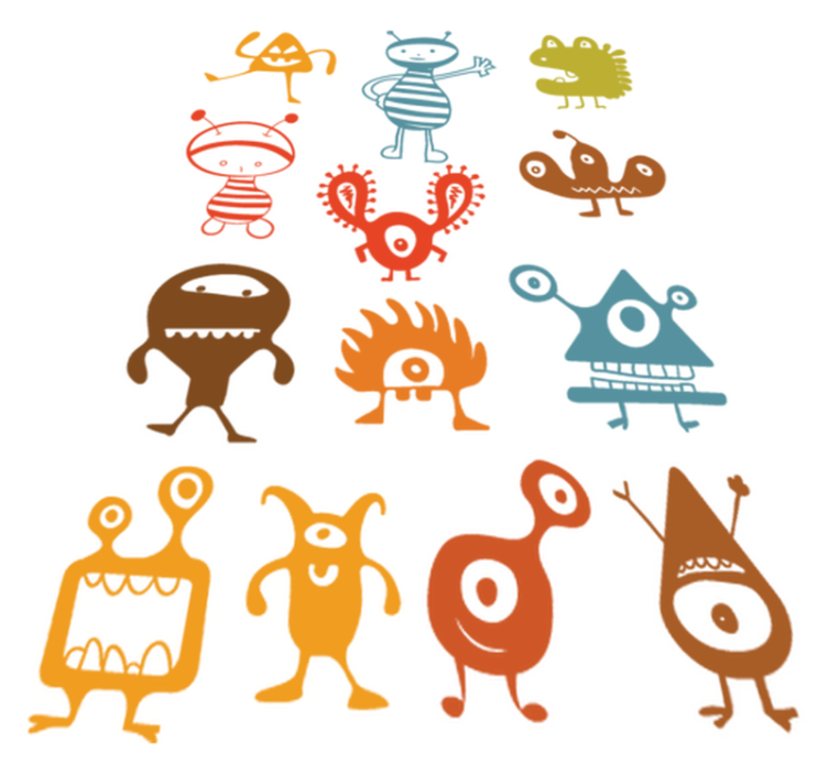 Alfombra de vinilo infantil extraterrestres coloridos - TenVinilo