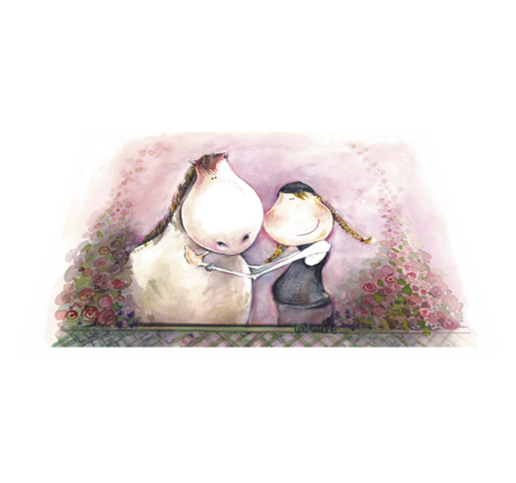 Alfombra de vinilo infantil niña y caballo - TenVinilo