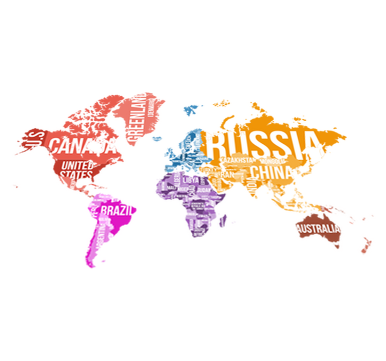 Alfombra de vinilo mapamundi con nombres y fronteras - TenVinilo