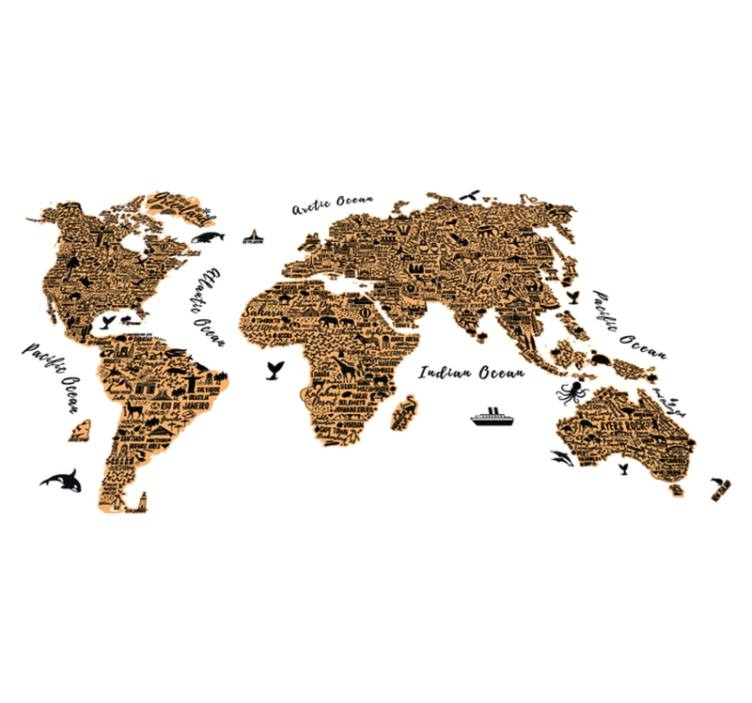 Alfombra de vinilo mapamundi perfil de textos - TenVinilo