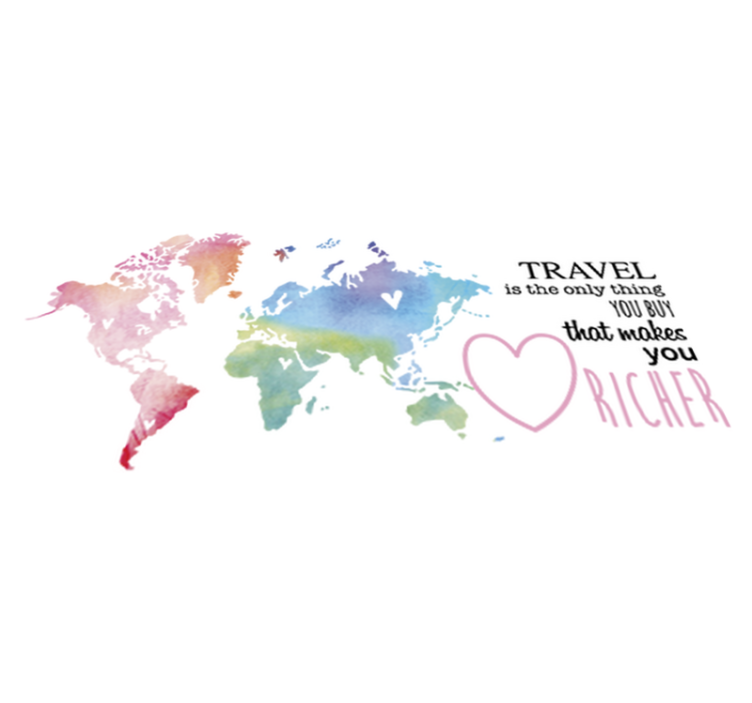 Alfombra de vinilo mapamundi y texto sobre viajar en - TenVinilo