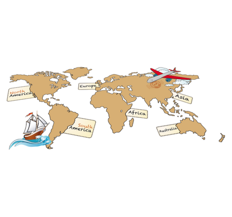 Alfombra de vinilo mapamundi continentes en inglés - TenVinilo