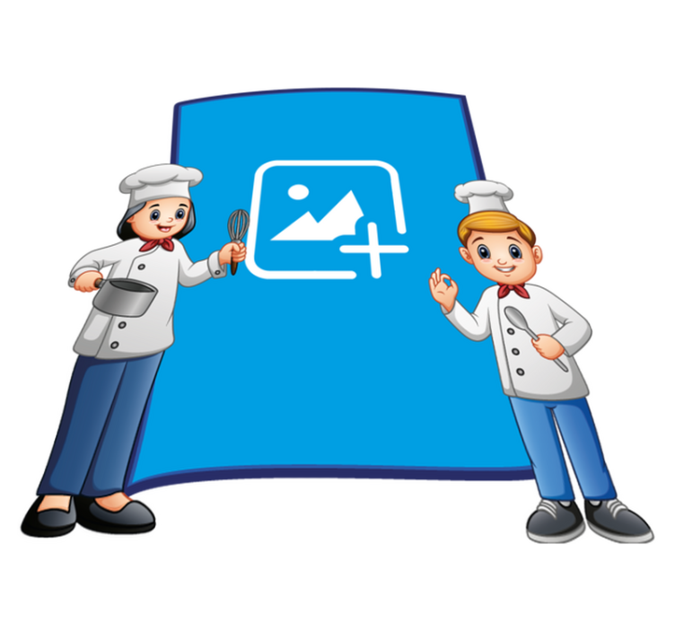 Alfombra de vinilo infantil marco de fotos chef niño - TenVinilo