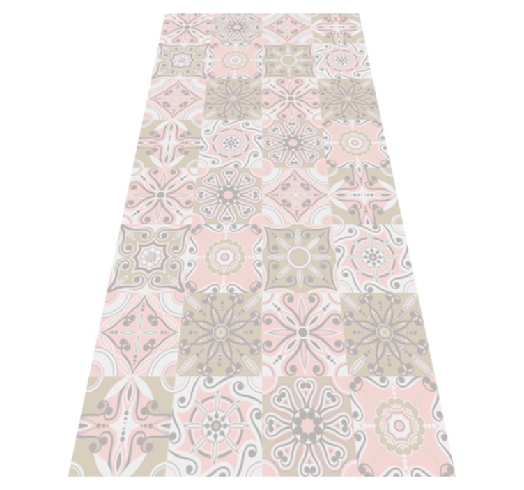 Alfombra vinílica baño azulejo rosa y gris - TenVinilo