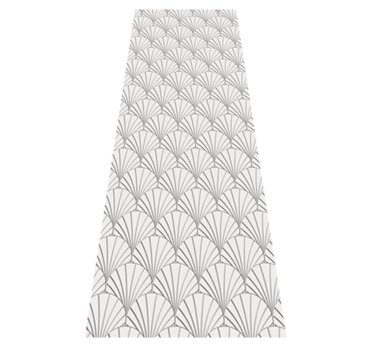 Alfombra vinílica baño patrón de conchas blancas art deco - TenVinilo