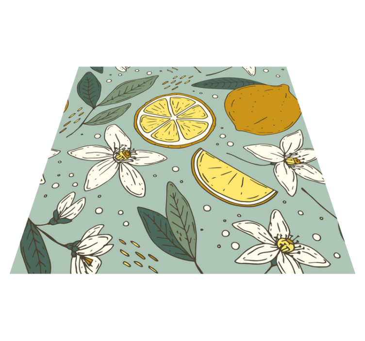 Alfombra vinílica cocina patrón de limones coloridos - TenVinilo