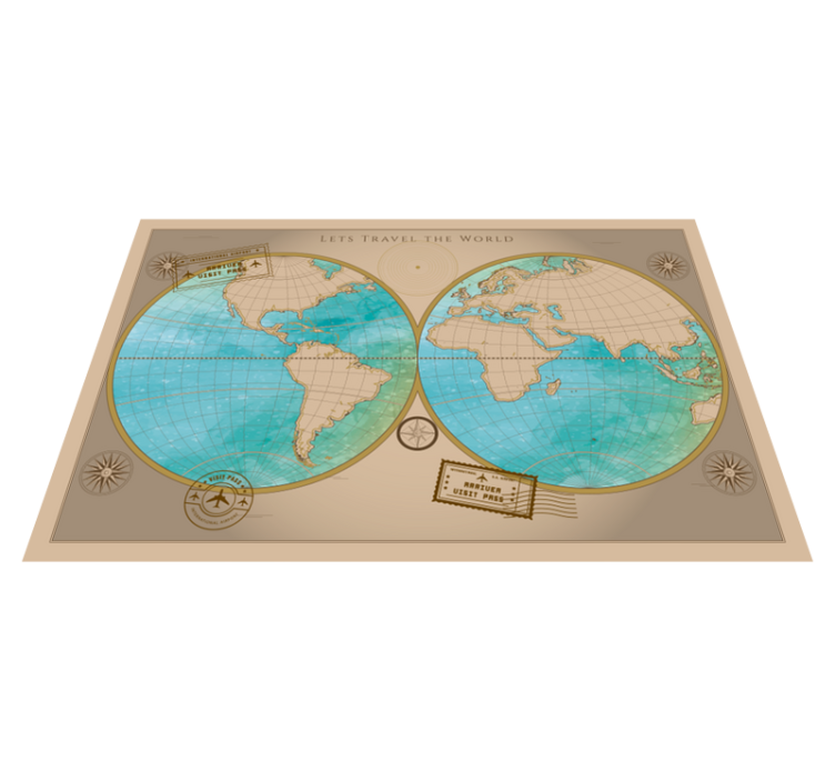 Alfombra de vinilo mapamundi decoración del mapa del mundo - TenVinilo