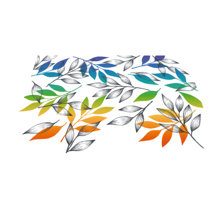 Alfombra vinilo salón moderna hojas arcoíris - TenVinilo