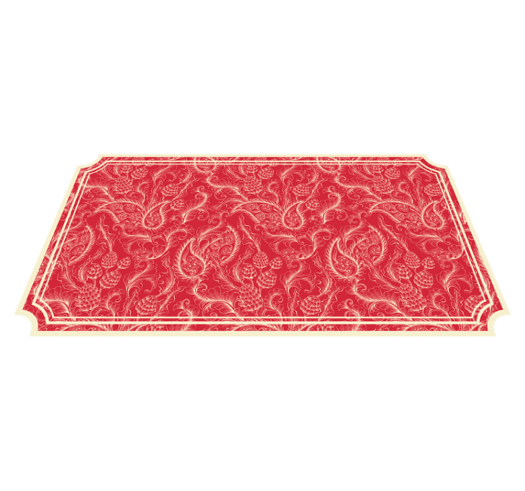 Alfombra vinílica roja paisley adornado - TenVinilo