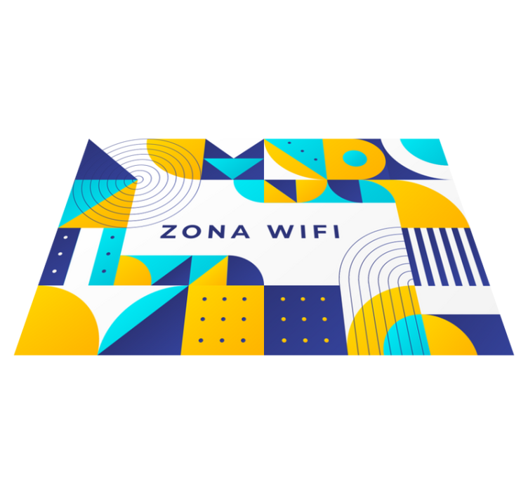 Alfombra vinílica frase diseño geométrico de zona wifi - TenVinilo