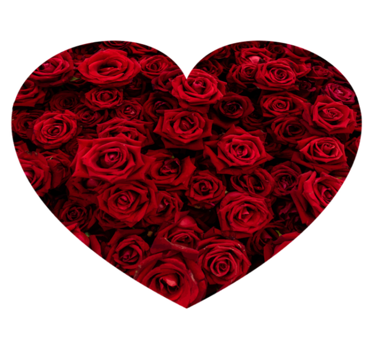 Alfombra vinílica flores romance en forma de corazon - TenVinilo