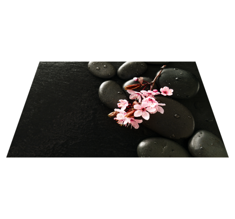 Alfombra vinílica naturaleza piedras zen florales - TenVinilo