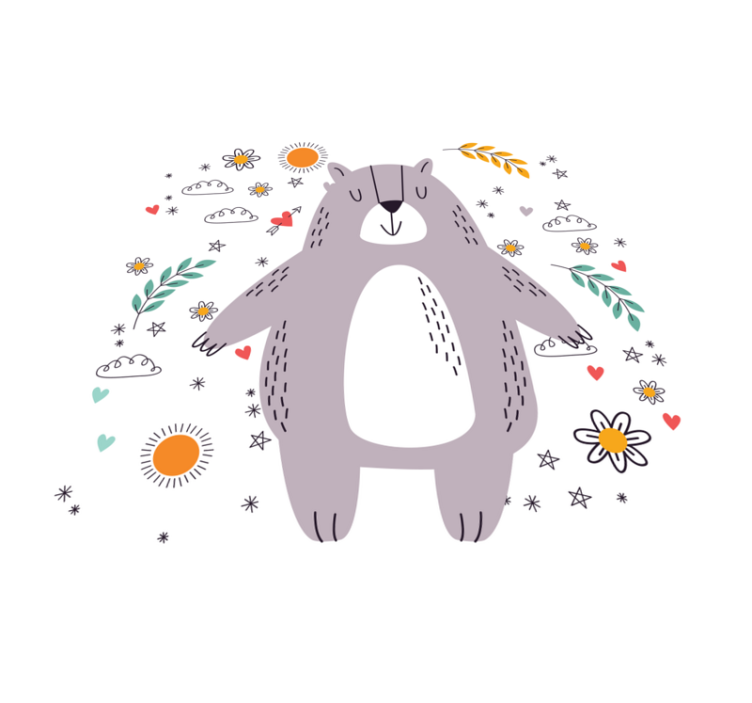 Alfombra de vinilo infantil ilustración de oso caprichoso - TenVinilo