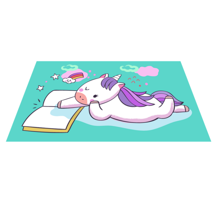 Alfombra vinílica infantil unicornio leyendo - TenVinilo