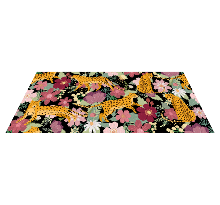Alfombra vinílica animal leopardo con flores - TenVinilo