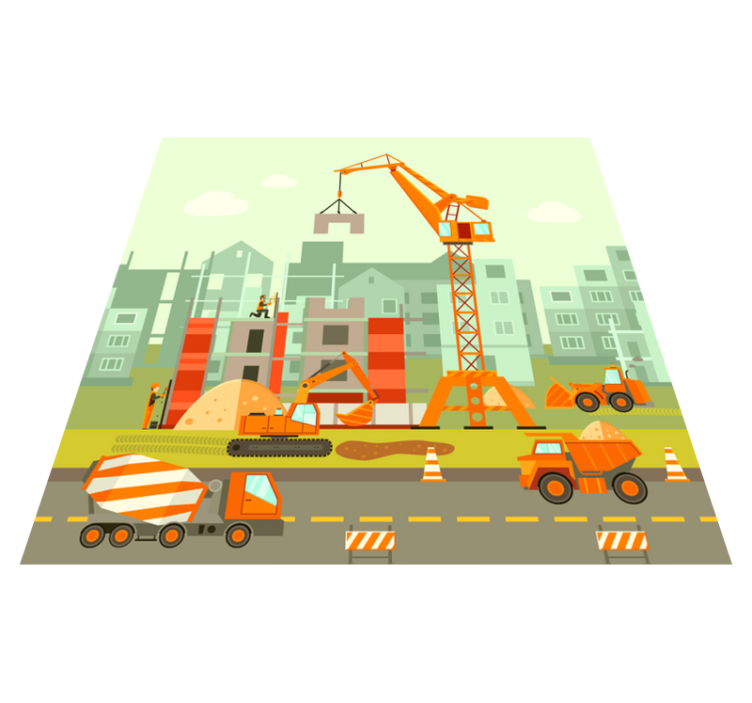 Alfombra de vinilo infantil patio de recreo de construcción - TenVinilo