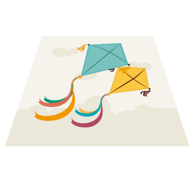 Alfombra de vinilo infantil ilustración de cometas voladoras - TenVinilo