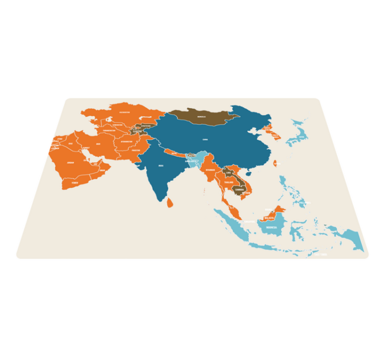 Alfombra de vinilo mapamundi Tarjeta de asia - TenVinilo