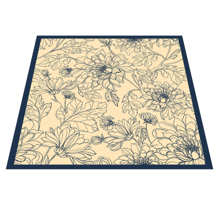 Alfombra vinílica salón elegante contorno floral - TenVinilo
