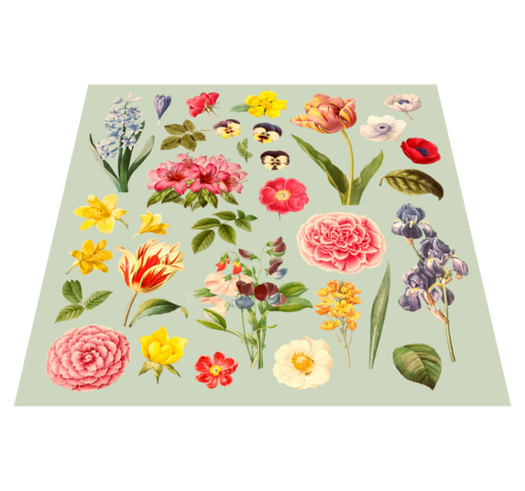 Alfombra vinílica flores colección botánica floral - TenVinilo