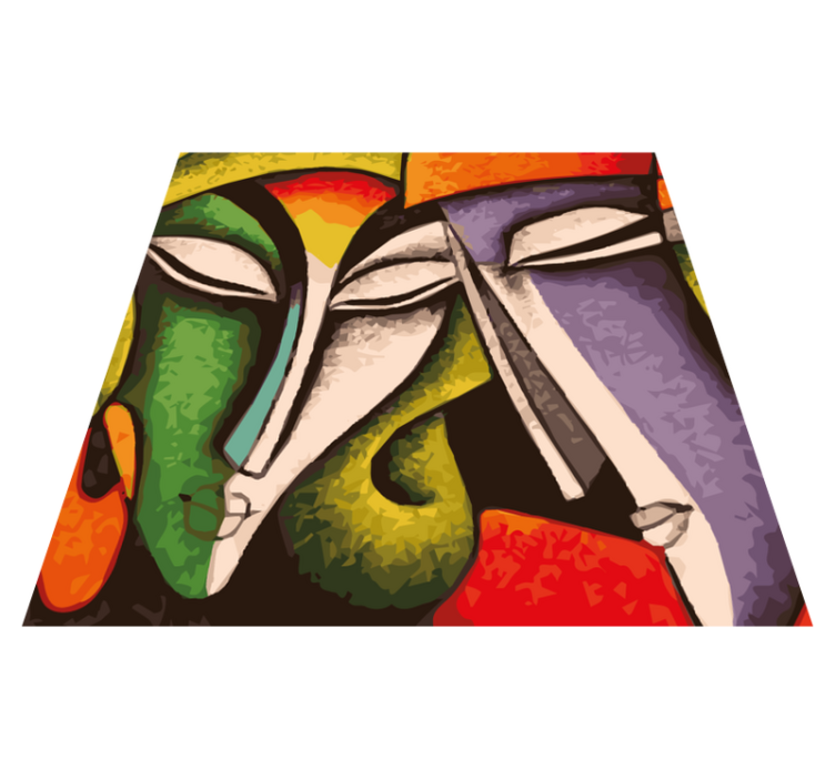 Alfombra vinílica dormitorio retratos abstractos vibrantes - TenVinilo