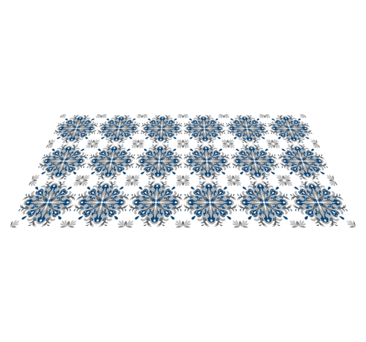 Alfombra vinílica mosaico floral azul elegante - TenVinilo