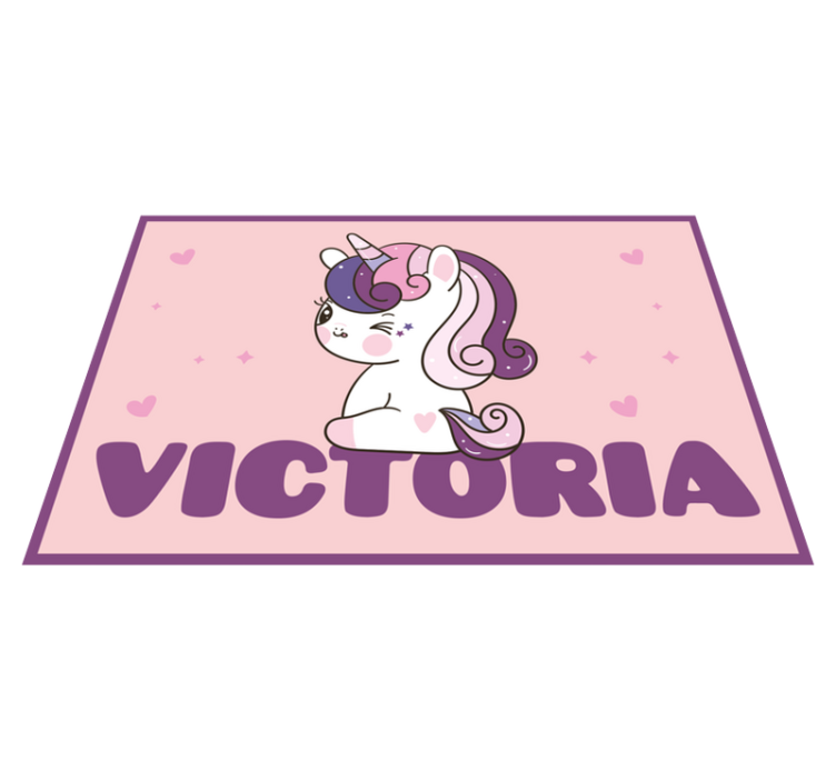 Alfombra vinílica personalizable tema de unicornio adorable - TenVinilo