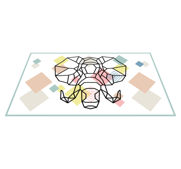 Alfombras vinílicas modernas cabeza de elefante de origiami - TenVinilo