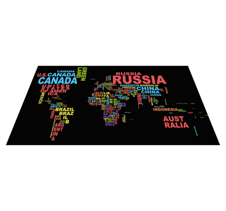 Alfombra de vinilo mapamundi tipografía de países - TenVinilo