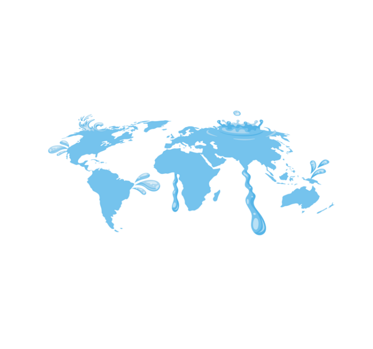 Alfombra de vinilo mapamundi Salpicaduras de agua sobre fondo bla - TenVinilo