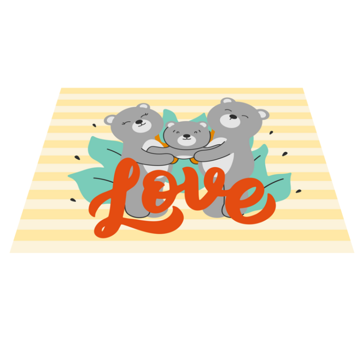 Alfombra de vinilo infantil amor de familia de osos - TenVinilo