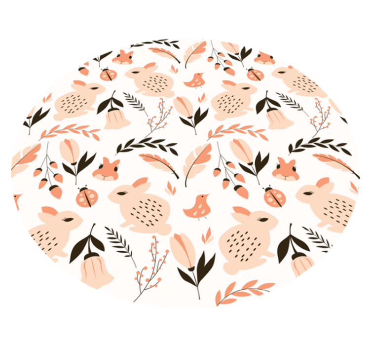 Alfombra de vinilo infantil conejito suave floral - TenVinilo