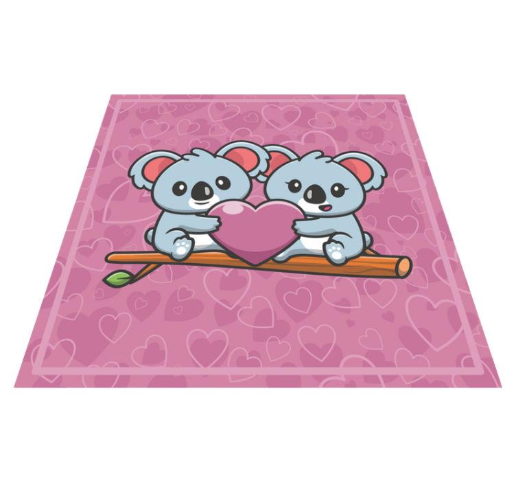 Alfombra de vinilo infantil corazón de amor de koala - TenVinilo