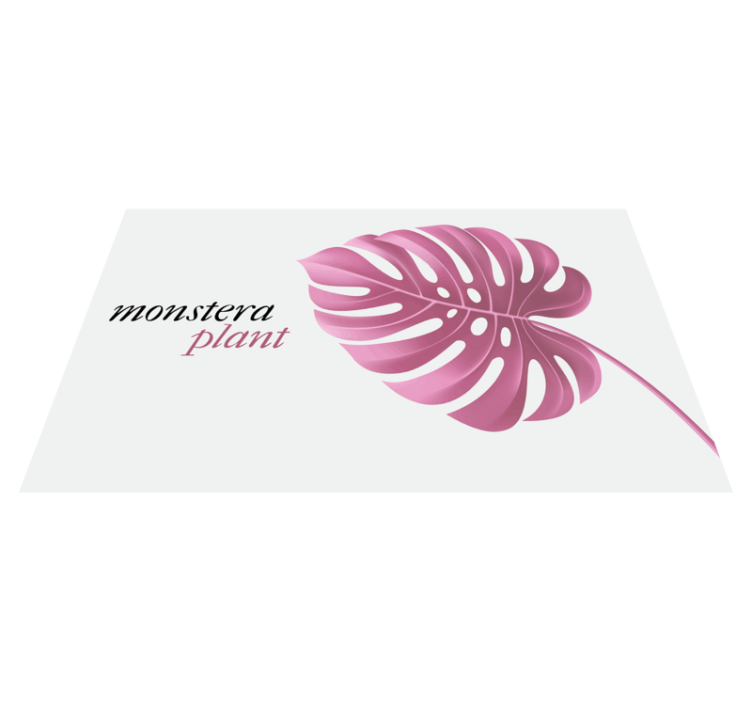 Alfombra vinílica flores planta monstera rosa - TenVinilo