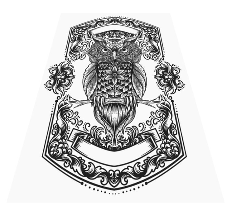Alfombra vinílica mandala intrincado motivo de búho - TenVinilo