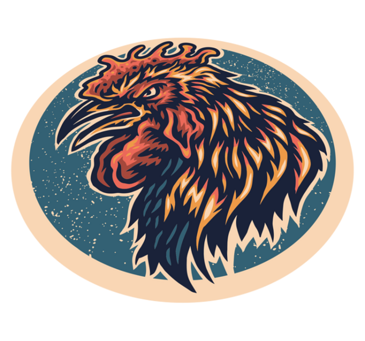 Alfombras vinílicas juvenils ilustración de cabeza de gallo - TenVinilo