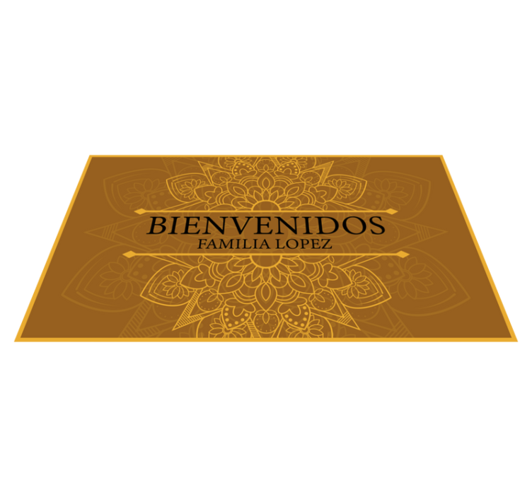 Alfombra vinílica personalizable Bienvenida mandala naranja - TenVinilo