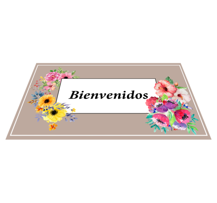 Alfombra vinílica personalizable Flores multicolores bienvenidas - TenVinilo