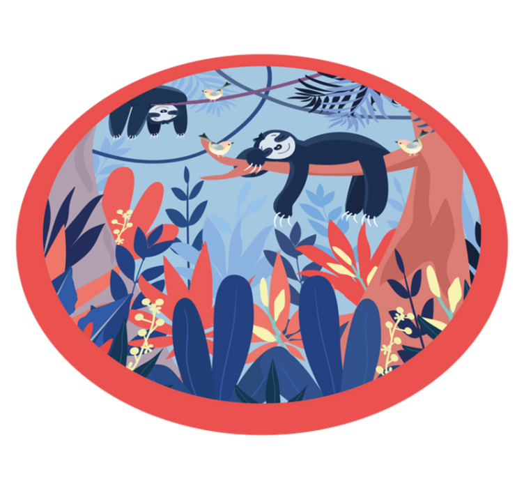 Alfombra vinílica animal print escena de pereza en la selva - TenVinilo