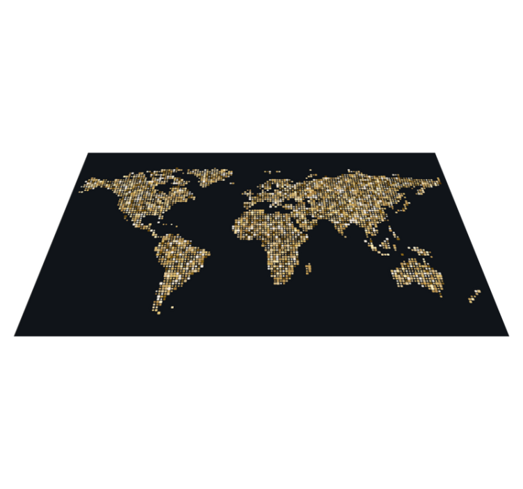 Alfombra de vinilo mapamundi mapa del mundo dorado - TenVinilo