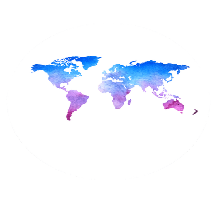 Alfombra de vinilo mapamundi textura de acuarela circular. - TenVinilo