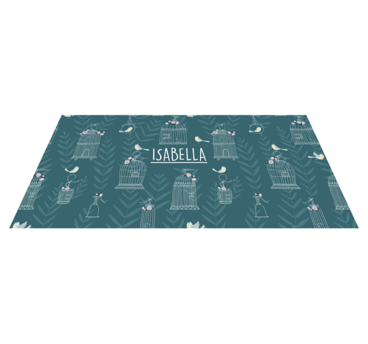 Alfombra vinílica personalizable diseño floral jaula - TenVinilo