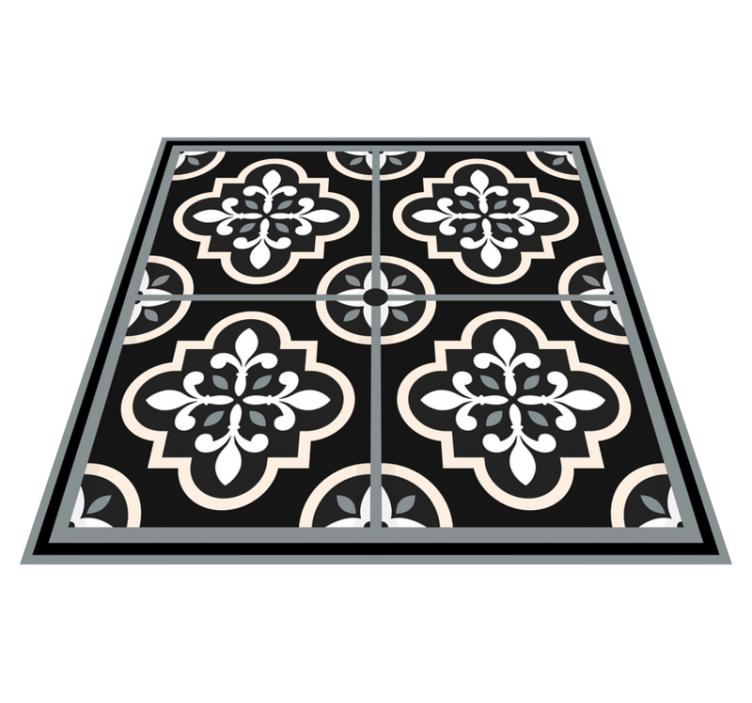 Alfombra vinílica hidráulica mosaico blanco y negro - TenVinilo