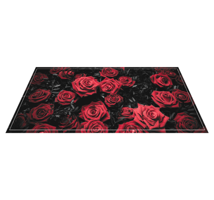 Alfombra vinílica flores diseño realista de rosas rojas - TenVinilo
