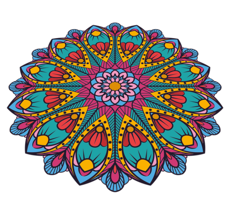 Alfombra vinílica mandala ilustración floral colorida - TenVinilo
