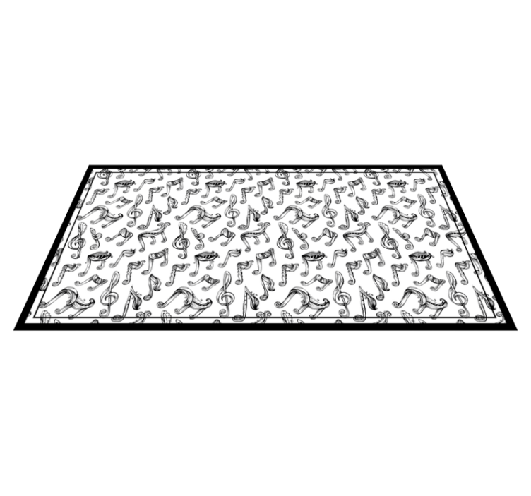 Alfombra vinilo rectangular Patrón de notas musicales dibujadas a - TenVinilo