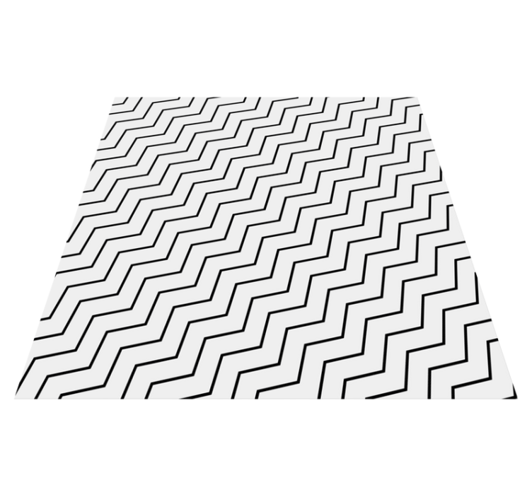 Alfombra vinilo cuadrada Zig zag negro fino sobre fondo beige - TenVinilo